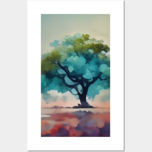 Trees in a Asian painting, pastel colors, abstract creative Posters and Art